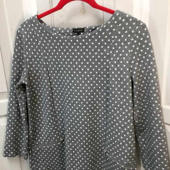 Talbots Gray & White Polka Dot Top w/ Silver Metallic Sparkle - Picture 10 of 16